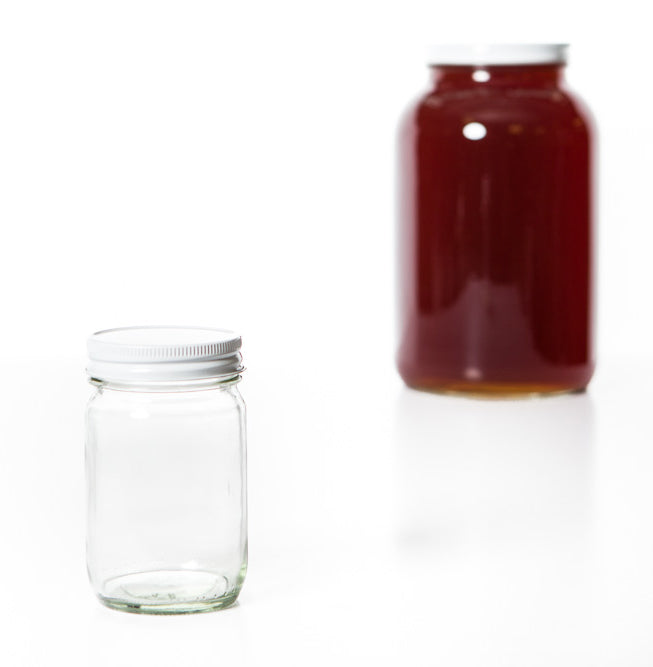 Glass Mason Jar with Red Lid, 8 oz