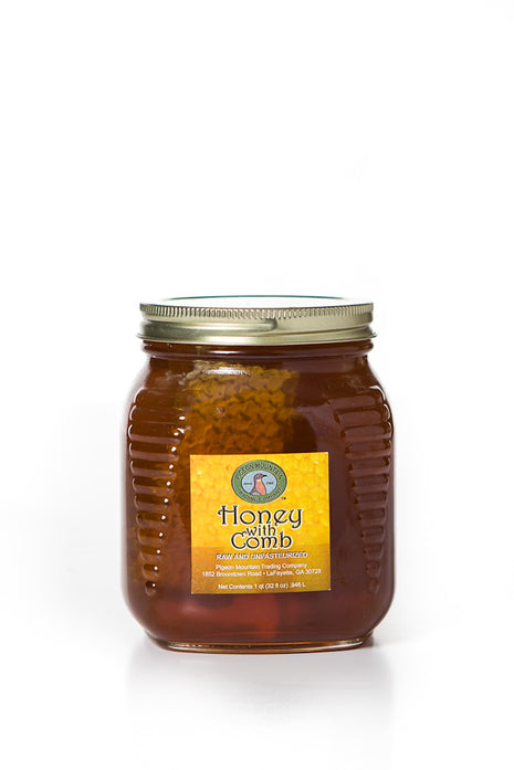 One Quart of Honey with Comb, Glass Jar