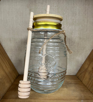 Glass Bee Jar with Honey Dipper
