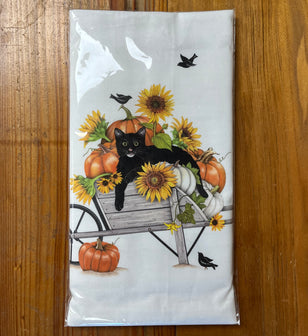 Fall Cat Flour Sack Kitchen Towel