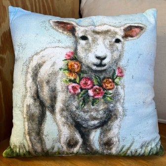 Floral Lamb Throw Pillow