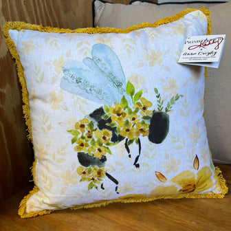 Floral Bee Throw Pillow