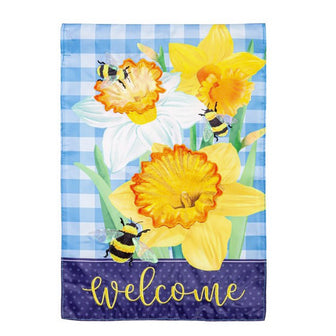 Daffodils & Bees Applique Garden Flag