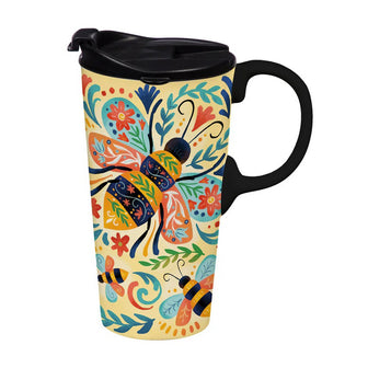 Floral Bee Ceramic Perfect Travel Cup