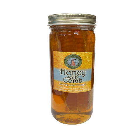 Honey WITH Comb in Glass Jar