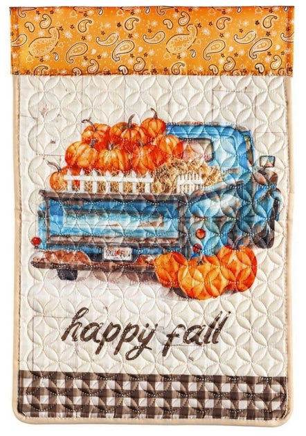 Happy Fall Truck Quilted Garden Flag
