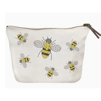 Bee Embroidery Canvas Pouch