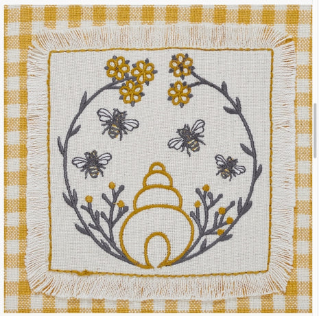 Embroidered Kitchen Towel - Hive