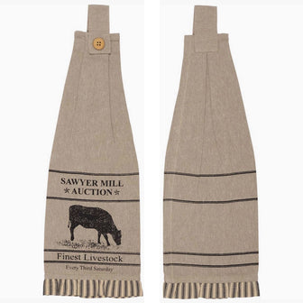 Sawyer Mill Charcoal Button Loop Tea Towel