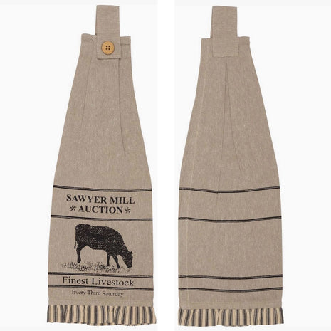 Sawyer Mill Charcoal Button Loop Tea Towel